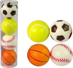 set van zachte ballen voor kinderen – voetbal, golf, tennis, basketbal (4 stuks)
