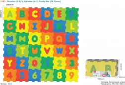 Puzzle de sol en mousse 36 pièces avec chiffres et lettres en EVA pour enfants 10 mois+