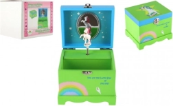 Wooden musical jewelry box with unicorn, green