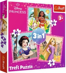 Puzzle 3-in-1 – Beautiful Flowers – DISNEY PRINCESS Trefl