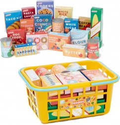 Gele winkelmand CASDON met etenswaren voor kinderen 3+