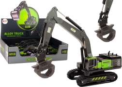 Speelgoed Rupsband Graafmachine met metalen grijper 1:55 zwart-groen