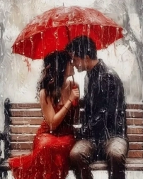 Diamantmalerei Liebe bei jedem Wetter 30 × 40 cm