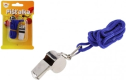 Metal Whistle with Blue Lanyard