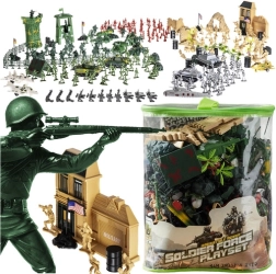 Militaire basis – set soldaatjes en voertuigen 300 stuks in etui