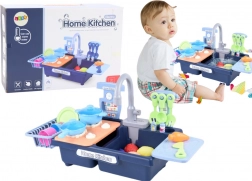 Electronic kids' sink with water circulation and dish rack