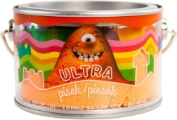 Oranje kinetisch zand 200 g met vormpjes