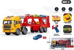 Camion dépanneuse avec remorque porte-voitures et 5 petites voitures