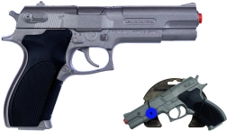 Pistolet de police argenté mat en métal 8 coups