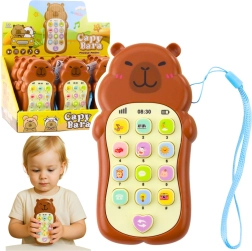 Téléphone éducatif pour enfants capybara – lumières et sons, marron