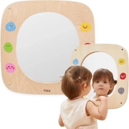 VIGA wooden wall-mounted mirror board with emojis