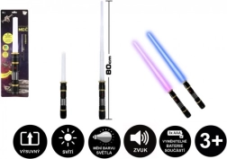 Inklapbaar lichtzwaard met licht en geluiden, 80 cm