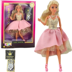 Pop ANLILY in elegante goudroze baljurk met accessoires