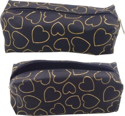 Trousse noire avec cœurs dorés