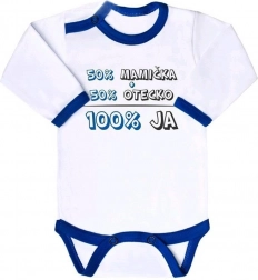 baby bodysuit with print new baby 50% mommy + 50% daddy – 100% me, blue, long sleeve