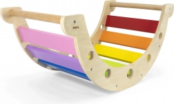 Houten Montessori schommelbrug 2-in-1 Viga – regenboog rocker