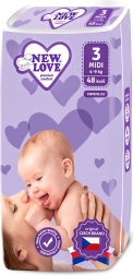 Wegwerpluiers voor baby’s New Love Premium Comfort MIDI 4–9 kg, 48 stuks