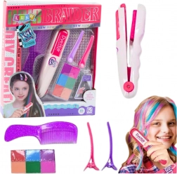 Kids’ Hair Coloring Set with Mini Straightener and Colorful Chalks