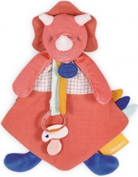 Doudou cadeau set - speeltje met fopspeenhouder dinosaurus roze