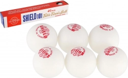 witte naadloze tafeltennisballen SHIELD 40 mm, 6 stuks in doosje