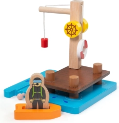 Bigjigs Rail haven met kraan, boot en duiker