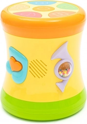 Dubbelzijdige dynamische trom BABY MIX – gele interactieve trom voor baby’s