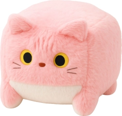 Roze pluchen knuffel in de vorm van een kubus