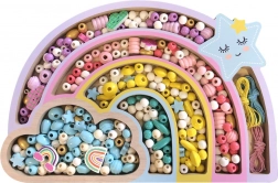 Houten pastelkleurige kralen Regenboog, 330 stuks