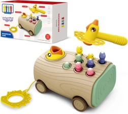 WOOPIE 3-in-1 behendigheidsspel met hout en wormpjes – insteek-, hamer- en trekkar voor baby’s