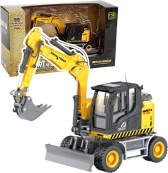 Metal model of wheeled excavator with dozer blade HUINA 1:50