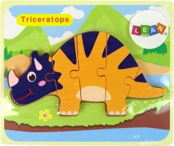 Houten puzzel dinosaurussen – triceratops of ankylosaurus, oranje
