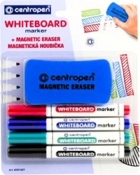 Whiteboardstiften met magnetische wisser CENTROPEN, set van 4 stuks