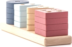 Cubika Pastel vormen sorteren V – houten puzzel 17 delen