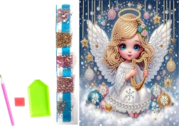 Diamant schilderen op canvas – kerstengeltje 23 × 30 cm