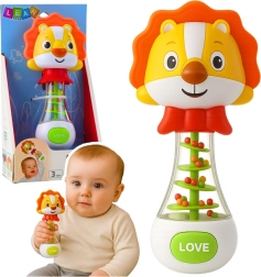 Hochet pour bébé lion avec billes colorées
