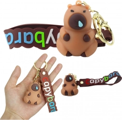 Sleutelhanger capibara met karabijnhaak en ring