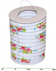 Papieren lantaarn cilinder Wit met bloemen 15 cm