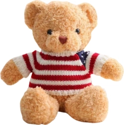 Plush Bear in Striped Shirt Cream 32 cm