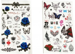 Tijdelijke tatoeage-stickers voor meisjes – mix van motieven, vel 25 cm