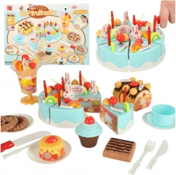 Blue Birthday Cake for Slicing – 75-Piece Set