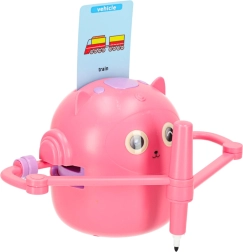 Interactive educational drawing and writing robot – pink set with cards and markers