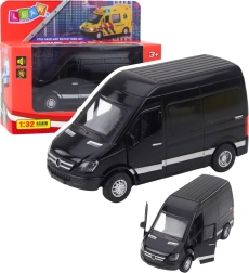 Metalen bestelwagen met licht en geluid – zwart