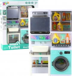 Kinderbadkamer met wasmachine, wastafel en licht- en geluidseffecten