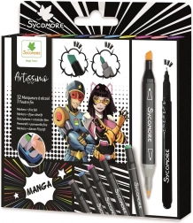 Artissimo dubbelzijdige alcoholmarkers voor MANGA – set 10+1