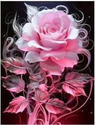 Diamantmozaïek Roze bloemen