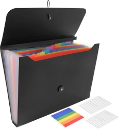 MAALEO A4 accordion file organizer with elastic band, 13 compartments