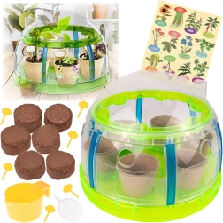 Bio set voor kleine tuiniers – mini-kas met gereedschap en zaden voor het kweken van planten