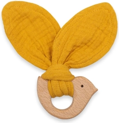 NEW BABY Bird baby teether with bird, mustard