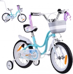 Kinderfiets 14" Little Swan met mandje en zijwieltjes ROYALBABY – Turkoois