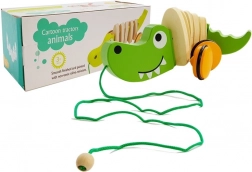 Houten trek-krokodil 18 cm